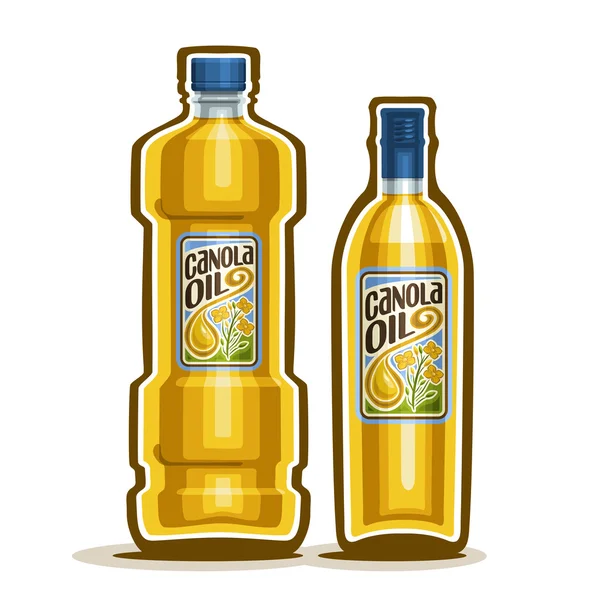 Векторный логотип 2 желтых пластиковых и стеклянных багета с чистым Canola Oil — стоковый вектор