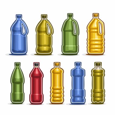 Büyük plastik şişe renkli vektör Set logosu