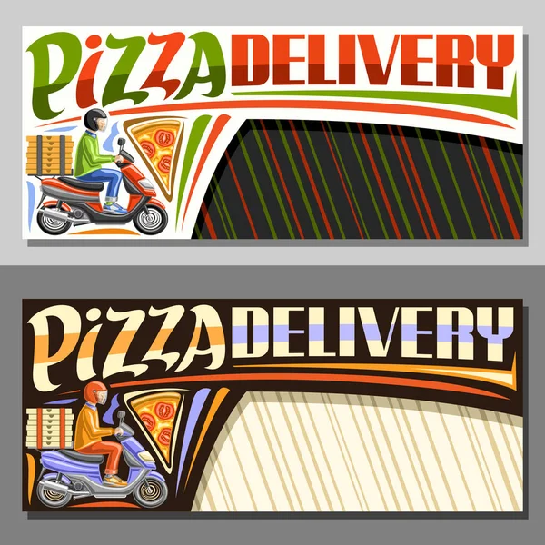 Aménagements Vectoriels Pour Livraison Pizza Avec Espace Copie Illustration Garçon — Image vectorielle