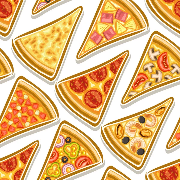 Vector Pizza Seamless Pattern Quadrato Ripetendo Sfondo Pizza Gruppo Illustrazioni — Vettoriale Stock