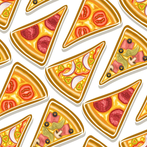 Vector Pizza Seamless Pattern Quadrato Ripetendo Sfondo Pizza Gruppo Illustrazioni — Vettoriale Stock