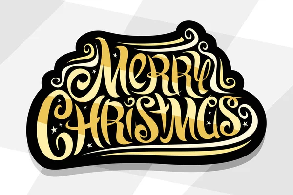 Logo Vettoriale Buon Natale Cartello Ritagliato Scuro Con Carattere Vorticosamente — Vettoriale Stock