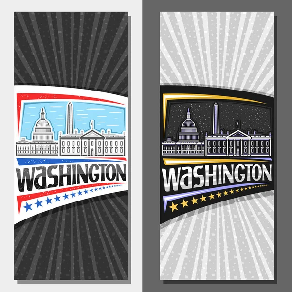 Vector Lay Outs Voor Washington Decoratieve Folder Met Overzicht Illustratie — Stockvector