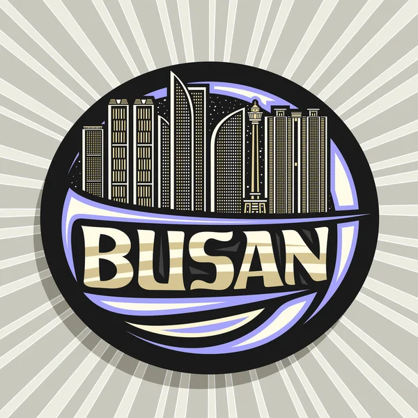 Vektor Logotyp För Busan Svart Dekorativa Runda Badge Med Kontur — Stock vektor