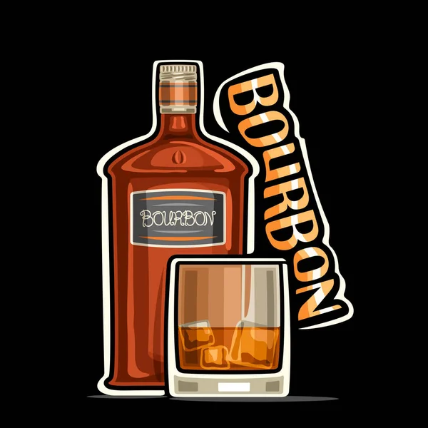 Logotipo Vetor Para Bourbon Ilustração Contorno Garrafa Marrom Com Etiqueta — Vetor de Stock