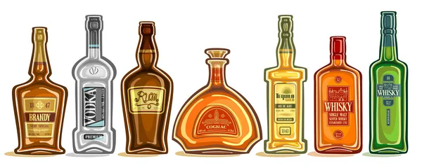 Vector Set Alcohol Φιάλες Ομάδα Αποκομμένων Εικονογραφήσεις Των Σκληρών Αλκοολούχων — Διανυσματικό Αρχείο