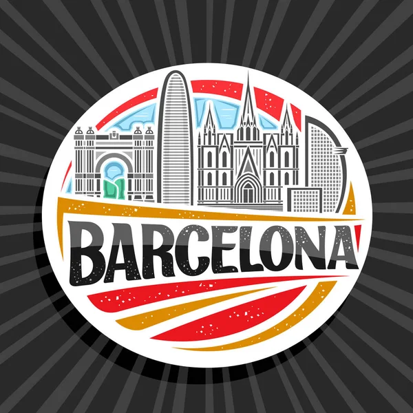 Vector Logo Voor Barcelona Witte Decoratieve Tag Met Schets Illustratie — Stockvector