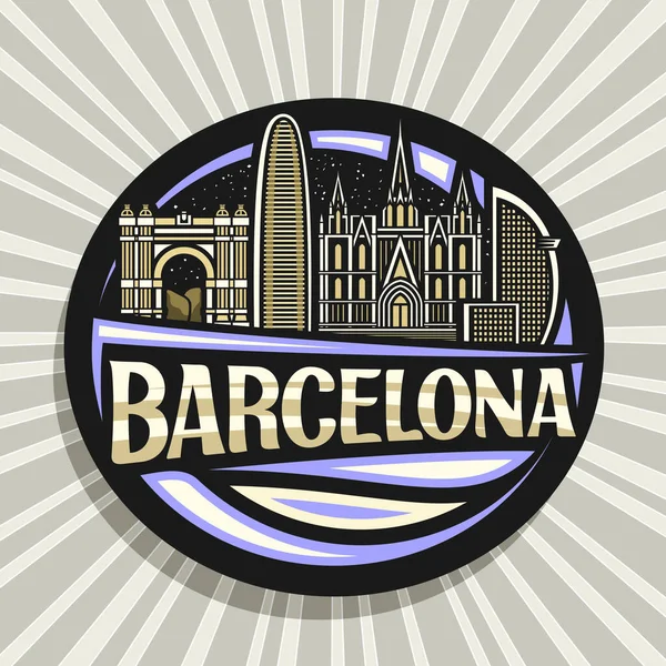 Vector Logo Voor Barcelona Zwart Decoratief Insigne Met Schets Illustratie — Stockvector