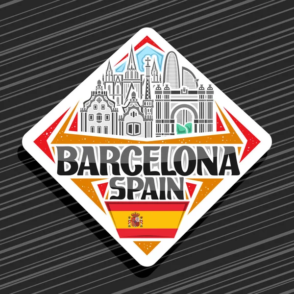 Vector Logo Voor Barcelona Wit Ruit Bord Met Omtrek Illustratie — Stockvector