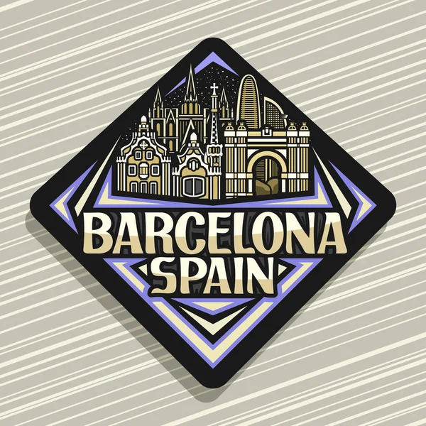 Векторний Логотип Барселони Чорний Ромб Дорожній Знак Контуром Ілюстрацій Міського — стоковий вектор