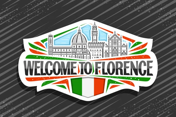 Vector Logo Voor Florence Wit Decoratief Bord Met Schets Illustratie — Stockvector