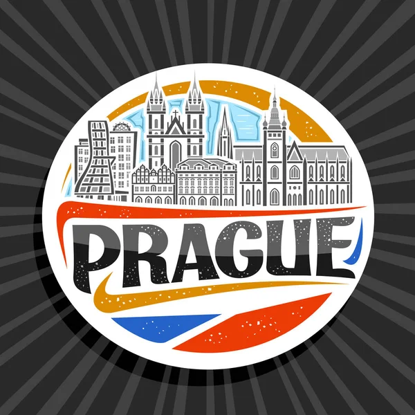 Logo Vektor Untuk Praha Tag Dekoratif Putih Dengan Ilustrasi Garis - Stok Vektor