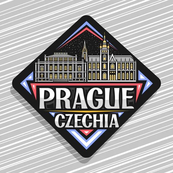 Logo Vettoriale Praga Cartello Stradale Rombo Nero Con Contorno Illustrazione — Vettoriale Stock