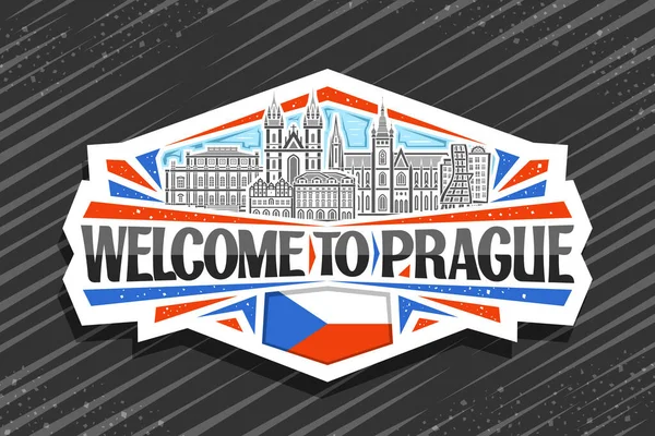 Logo Vettoriale Praga Adesivo Decorativo Bianco Con Illustrazione Del Paesaggio — Vettoriale Stock