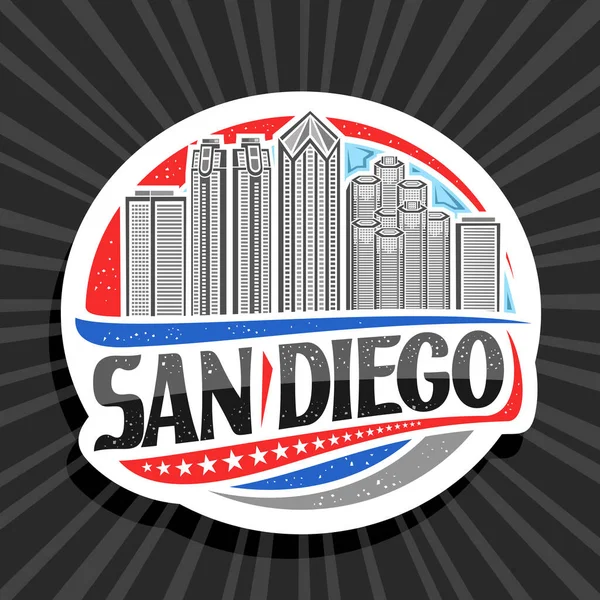 Vektor Logotyp För San Diego Vit Dekorativa Klistermärke Med Kontur — Stock vektor