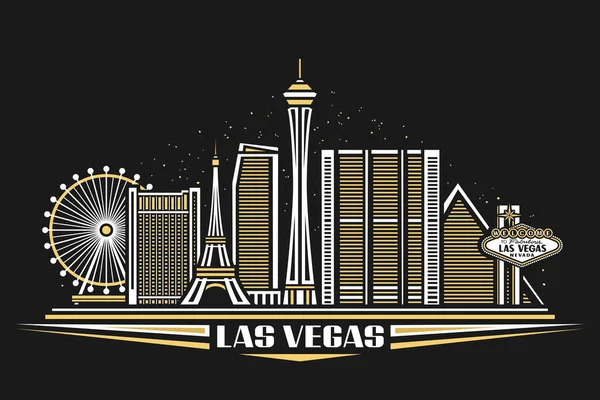 Vector Illusztráció Las Vegas Vízszintes Poszter Egyszerű Design Épületek Vázlatos — Stock Vector