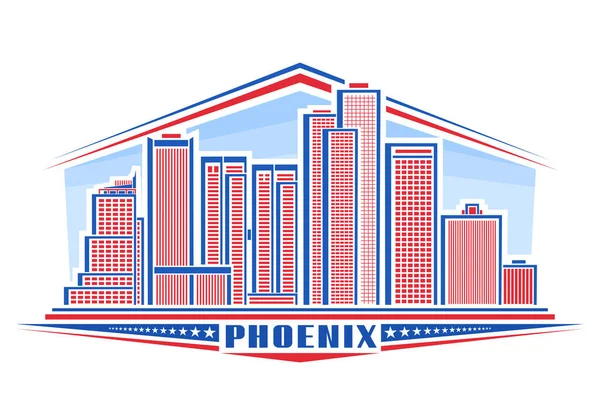 Ilustración Vectorial Phoenix City Póster Horizontal Con Ilustración Del Diseño — Vector de stock