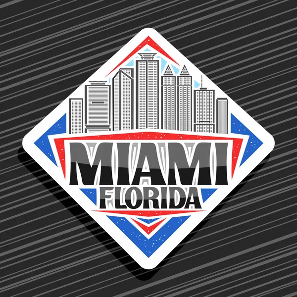 Logo Vectoriel Pour Miami Panneau Signalisation Losange Blanc Avec Illustration — Image vectorielle