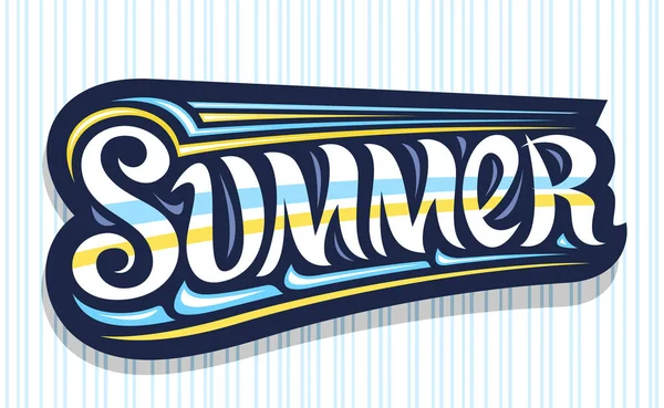 Vector Logo Summer Dark Decorative Badge Curly Calligraphic Font Illustration — Stock Vector