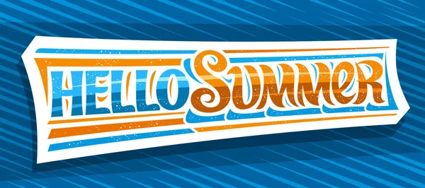 Baner Wektorowy Hello Summer Kartka Okolicznościowa Kręconą Czcionką Kaligraficzną Ilustracja — Wektor stockowy