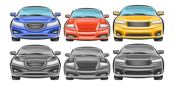 Conjunto Vetorial Desenhos Animados Carros Muita Coleção Recortes Ilustrações Carros — Vetor de Stock
