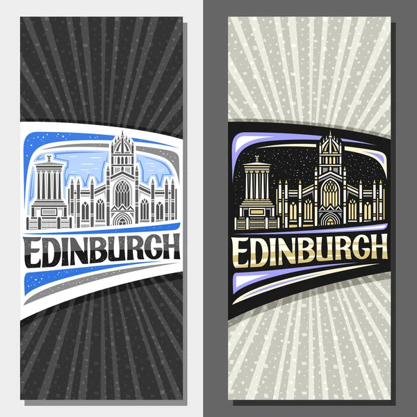 Vektor Elrendezése Edinburgh Dekoratív Szórólap Vázlatos Illusztrációja Híres Edinburgh Város — Stock Vector