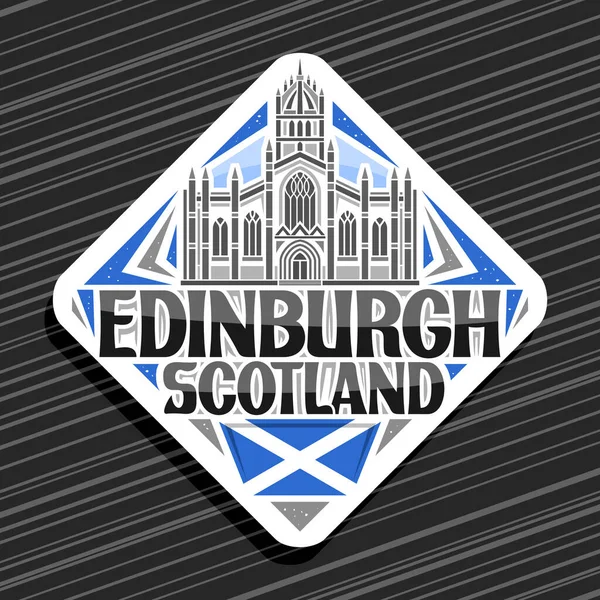 Vektor Logo Für Edinburgh Weißes Rautenstraßenschild Mit Abbildung Der Edinburgh — Stockvektor