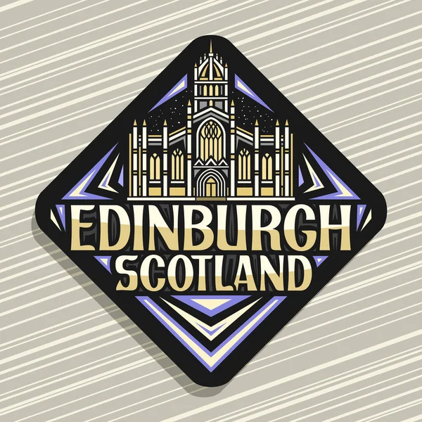 Векторный Логотип Эдинбурга Черный Ромб Дорожный Знак Иллюстрацией Пейзажа Города — стоковый вектор