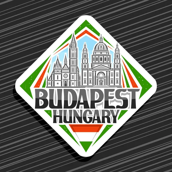 Logo Vectoriel Pour Budapest Panneau Signalisation Losange Blanc Avec Illustration — Image vectorielle