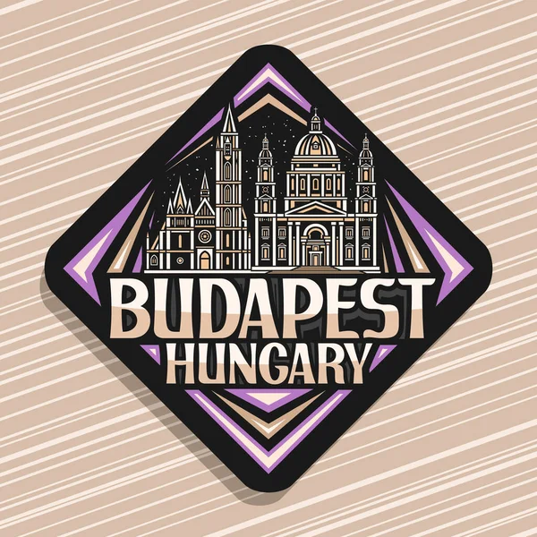 Vektor Logo Für Budapest Schwarzes Rautenstraßenschild Mit Umrissdarstellung Der Budapester — Stockvektor