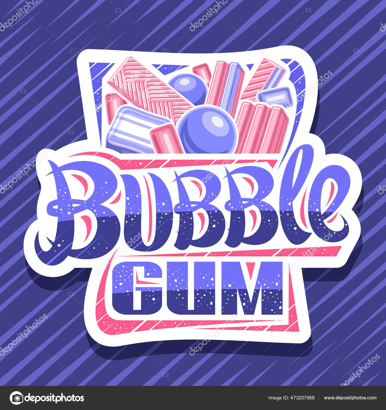 Vector Logo Bubble Gum Decorative Cut Paper Signboard Illustration Different Stock Illustration