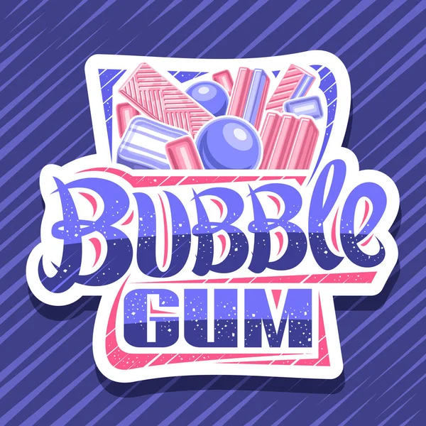 Vector Logo Für Bubble Gum Dekorativ Geschnittenes Papierschild Mit Illustration — Stockvektor