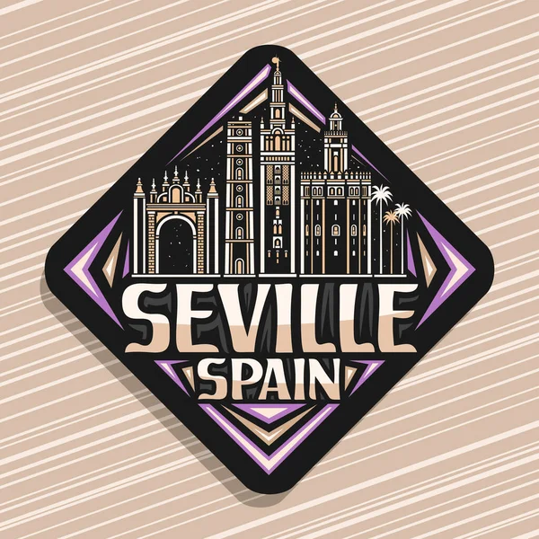 Vektorové Logo Pro Seville Černá Kosočtvercová Silniční Značka Ilustrací Evropské — Stockový vektor
