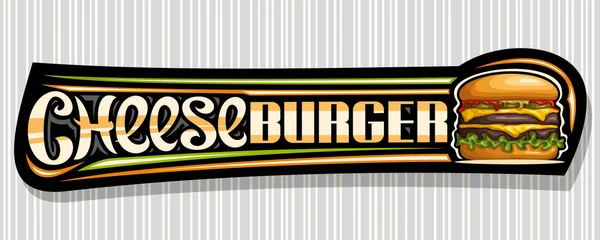 Vektorový Banner Pro Cheese Burger Vodorovná Tabule Ilustrací Burgeru Grilovaným — Stockový vektor