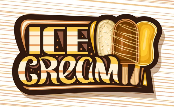 Logo Wektorowe Dla Ice Cream Bar Ciemna Dekoracyjna Tablica Ilustracją — Wektor stockowy