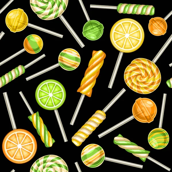 Vector Lollipop Seamless Pattern Square Repeating Fruit Lollipops Background Kids — Stock Vector