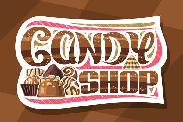 Векторный Логотип Candy Shop Декоративная Вывеска Бумаги Иллюстрацией Разнообразия Вкусной — стоковый вектор