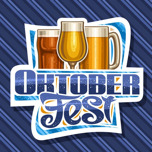 Logo Vettoriale Oktoberfest Cartello Decorativo Bianco Con Highball Del Fumetto — Vettoriale Stock