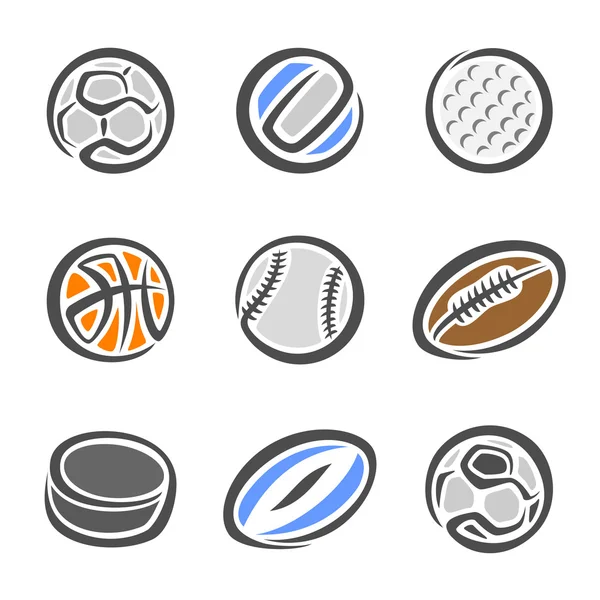 Images of sports equipment for different sports — Stock Vector