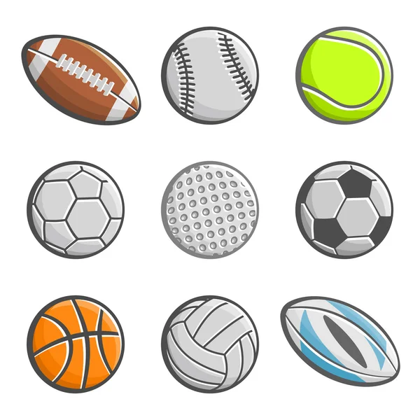 Un conjunto de imágenes de pelotas deportivas — Vector de stock