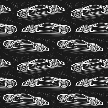 Vektör Supercar pürüzsüz şablon, otomotiv arka planı gelecekten gelen egzotik yüksek teknolojili coupe araba tasviri, geceleri çalışan arka motorlu konsept arabalı tek renkli kare plaket