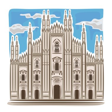 Milano Katedrali'ne konulu vektör çizim