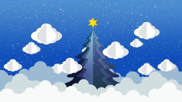 Piękne Choinki Śniegi Tło Pętli Animacji — Wideo stockowe