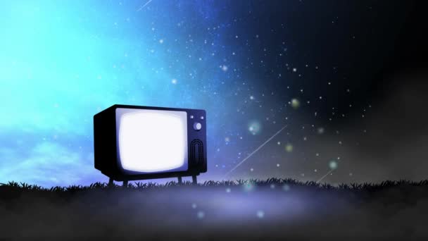 Vecchia Televisione Sfondo Scuro Fantasia Notturna Bel Cielo Sfondo Animazione — Video Stock