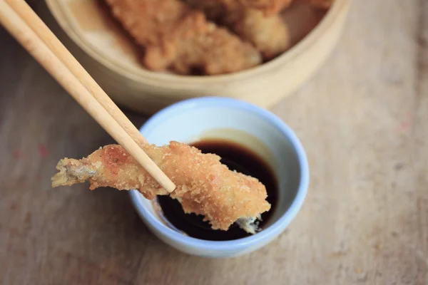 Sabroso shishamo con salsa — Foto de Stock