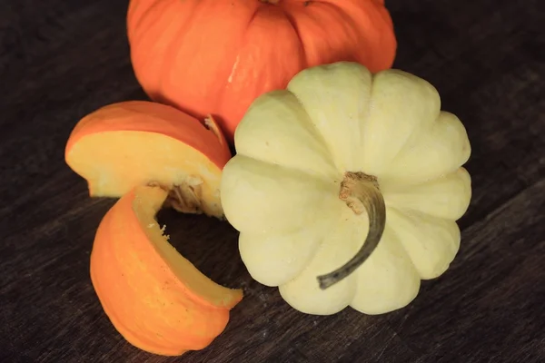 Fancy pumpkins white and orange — Stock Photo, Image