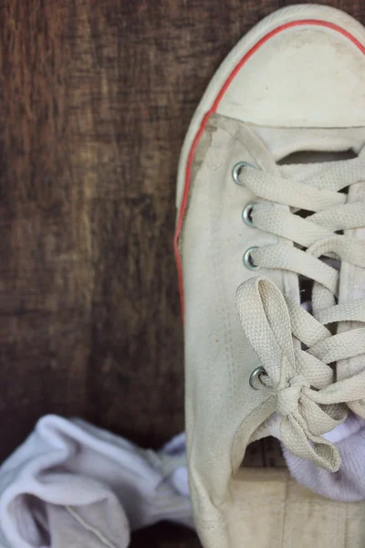 White sneakers and socks — Stock Photo, Image