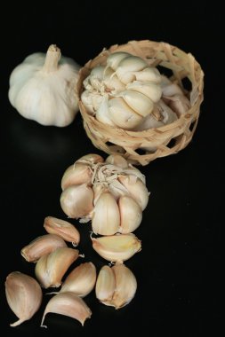 yığın beyaz sarımsak ile