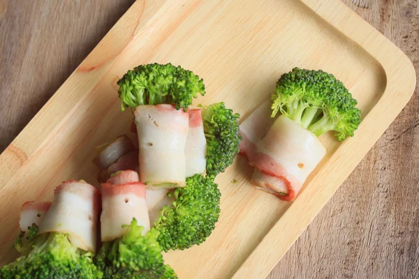 Bacon wrapped vegetables broccoli — Stock Photo, Image