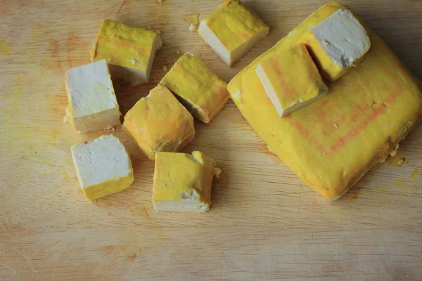 Heap yellow tofu and white — Stock Photo, Image